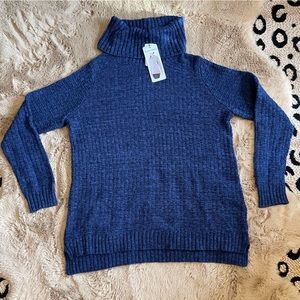 Blue Marled Turtleneck Sweater